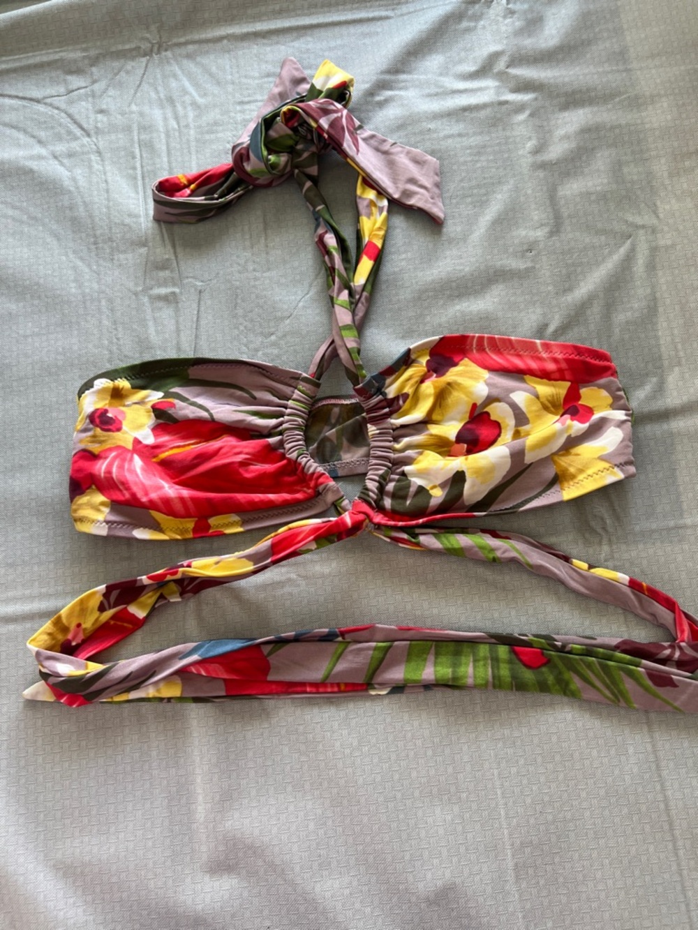 Floral Bandeau Halter Bikini Top - Multicolor